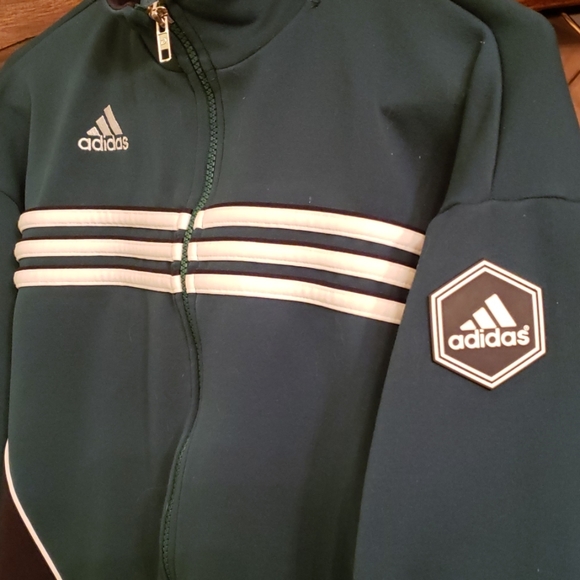 Green Adidas Youth Large Soccer Jacket - Picture 3 of 4